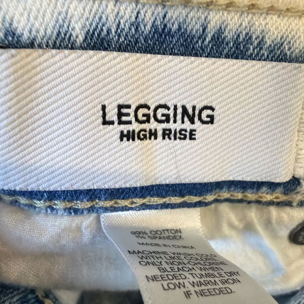 Express Womens Straight Leg High Rise Acid Wash Blue White Jeans 8 - Picture 8 of 11